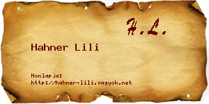 Hahner Lili névjegykártya